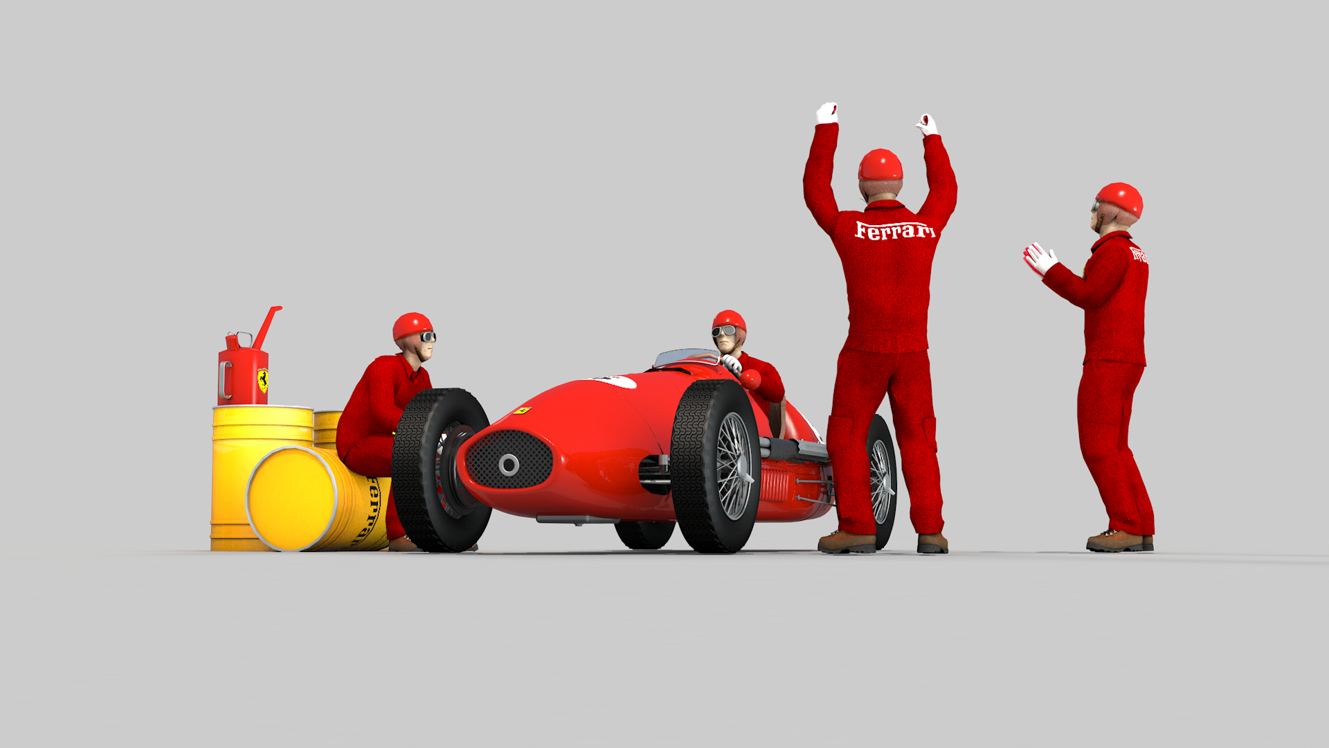 Ferrari 500 F2 1952 and Team em Cinema 4d Standard imagem