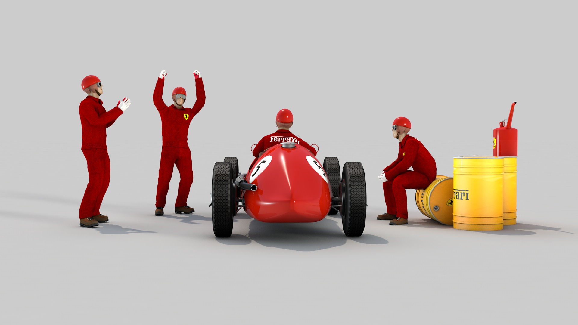 Ferrari 500 F2 1952 and Team em Cinema 4d Standard imagem