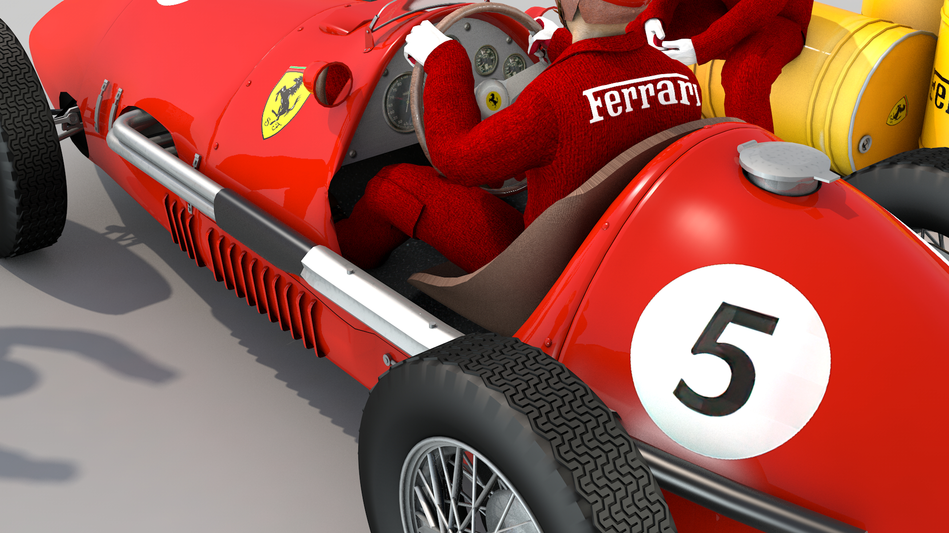 Ferrari 500 F2 1952 and Team em Cinema 4d Standard imagem