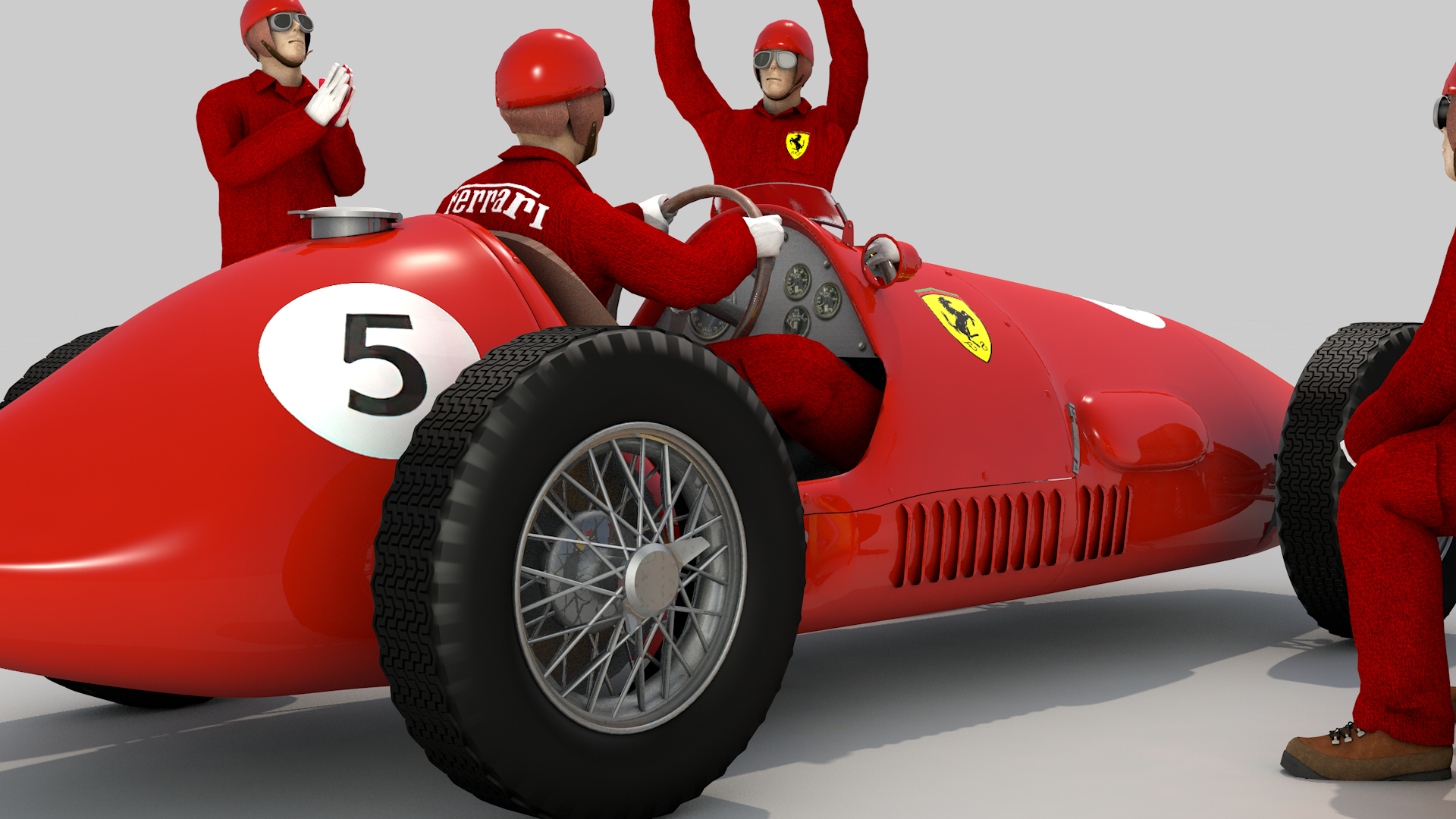 Ferrari 500 F2 1952 and Team em Cinema 4d Standard imagem