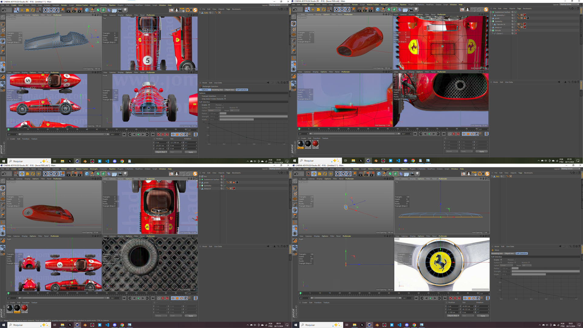 Ferrari 500 F2 1952 and Team em Cinema 4d Standard imagem