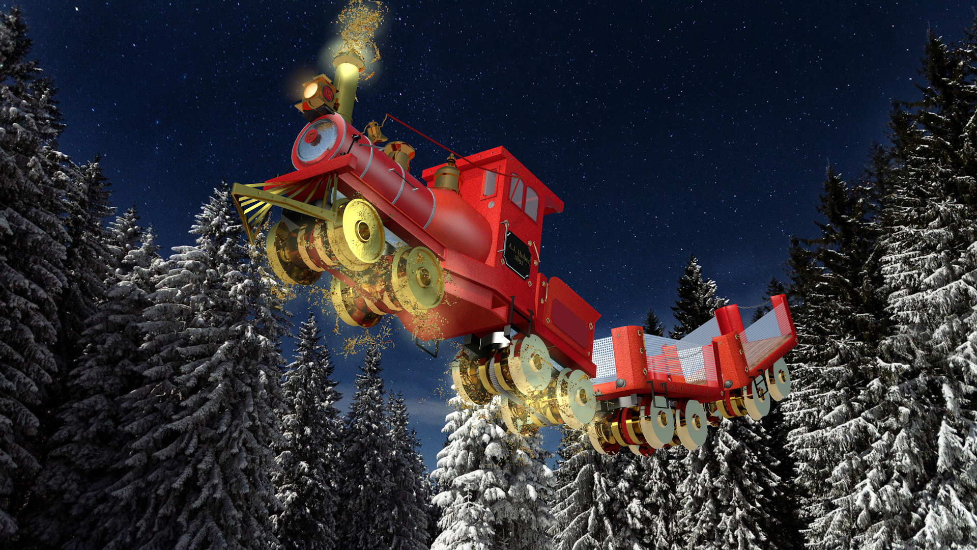 Christmas Express Rosso in Cinema 4d Standard immagine