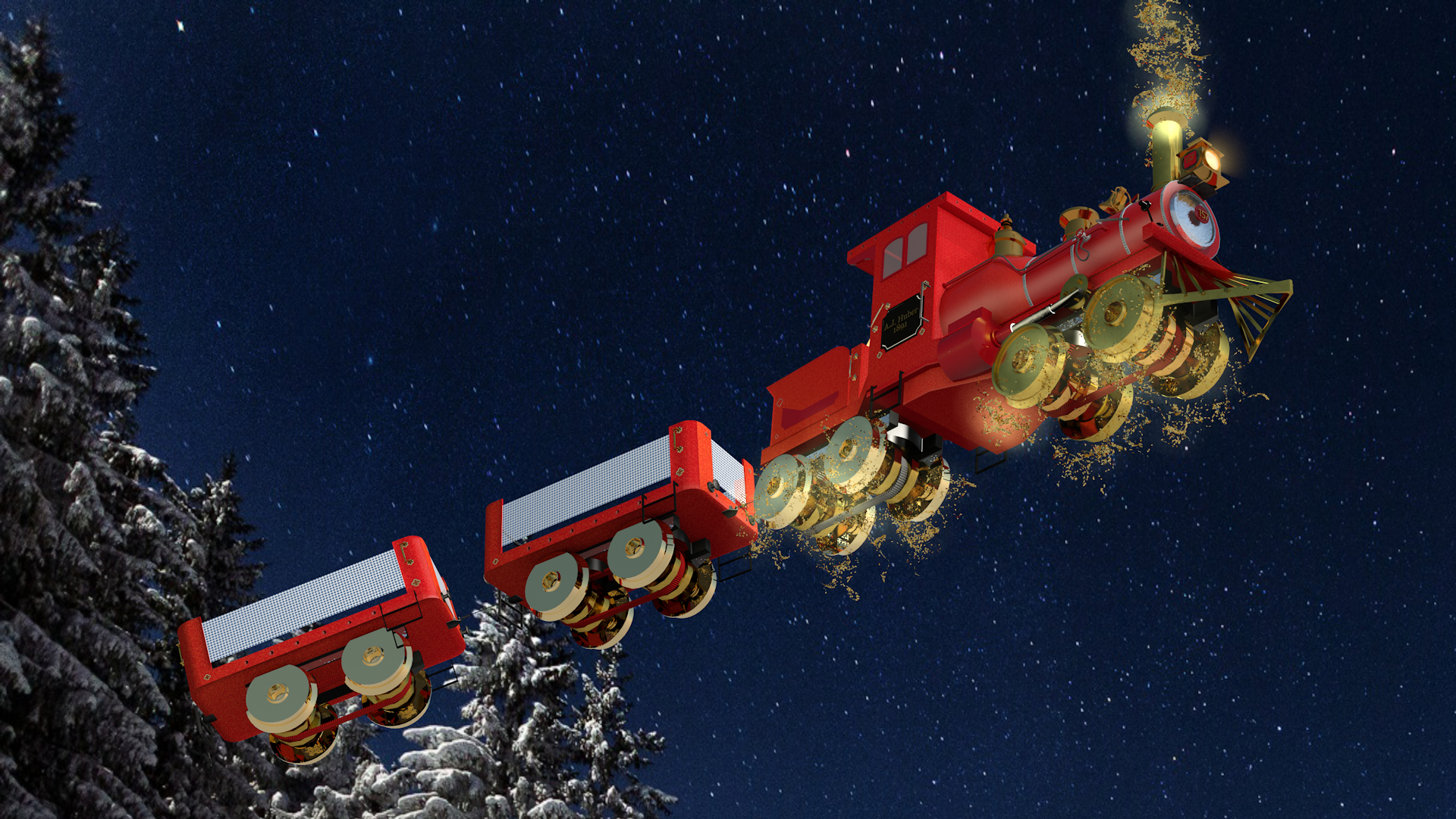 Christmas Express Rosso in Cinema 4d Standard immagine