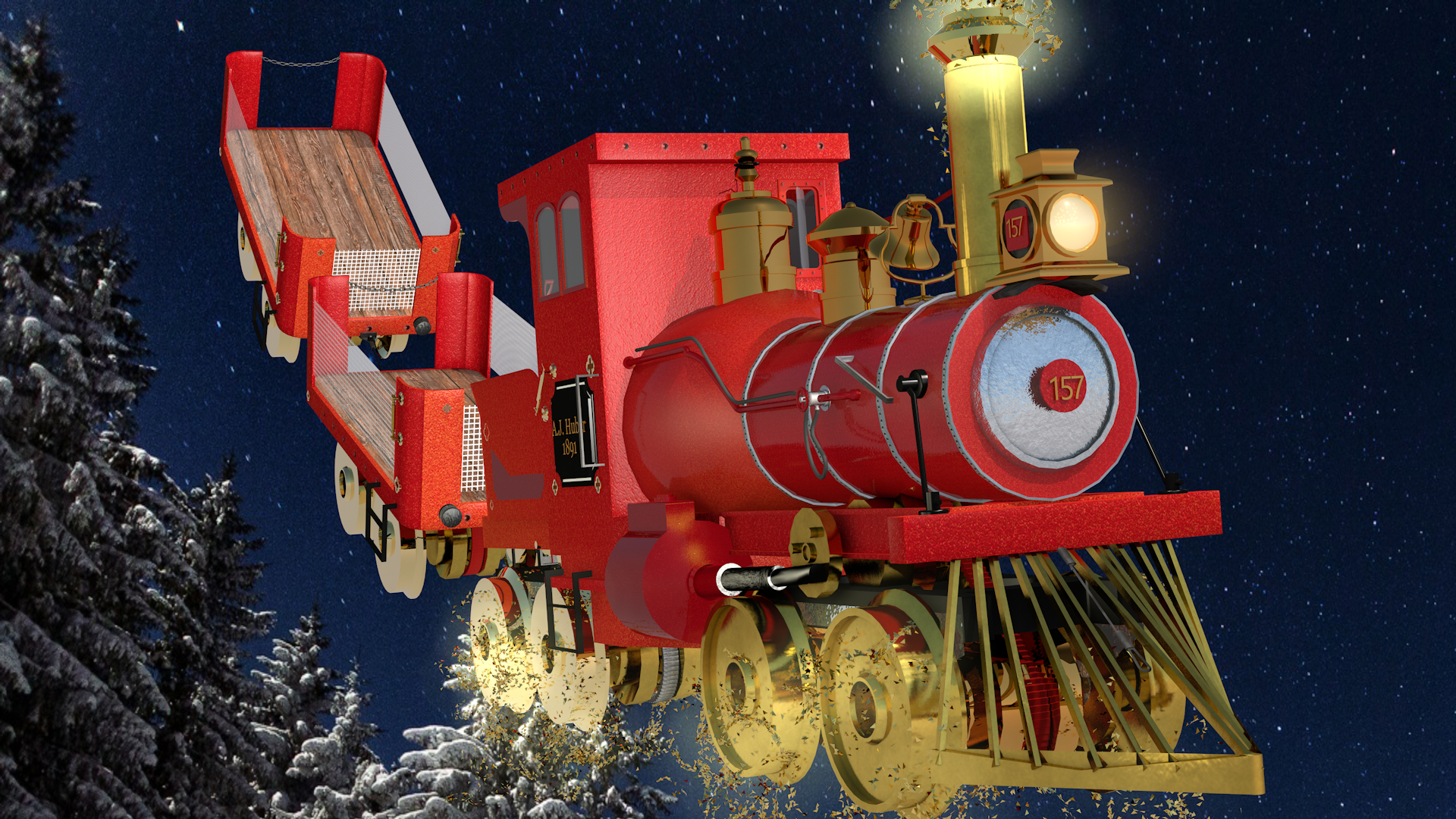 Christmas Express Rosso in Cinema 4d Standard immagine