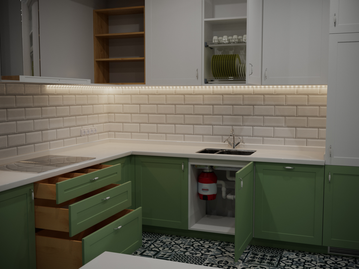 Cucina in 3d max corona render immagine