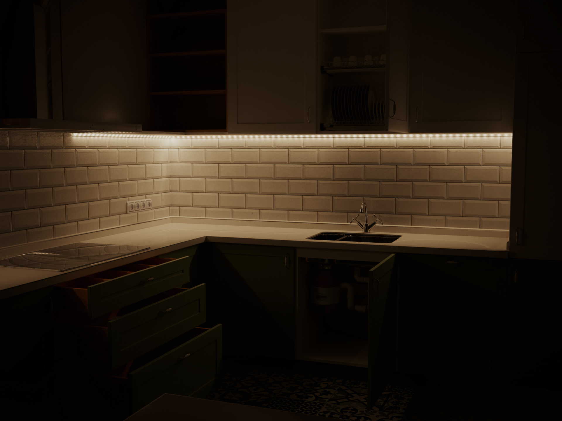 Cucina in 3d max corona render immagine