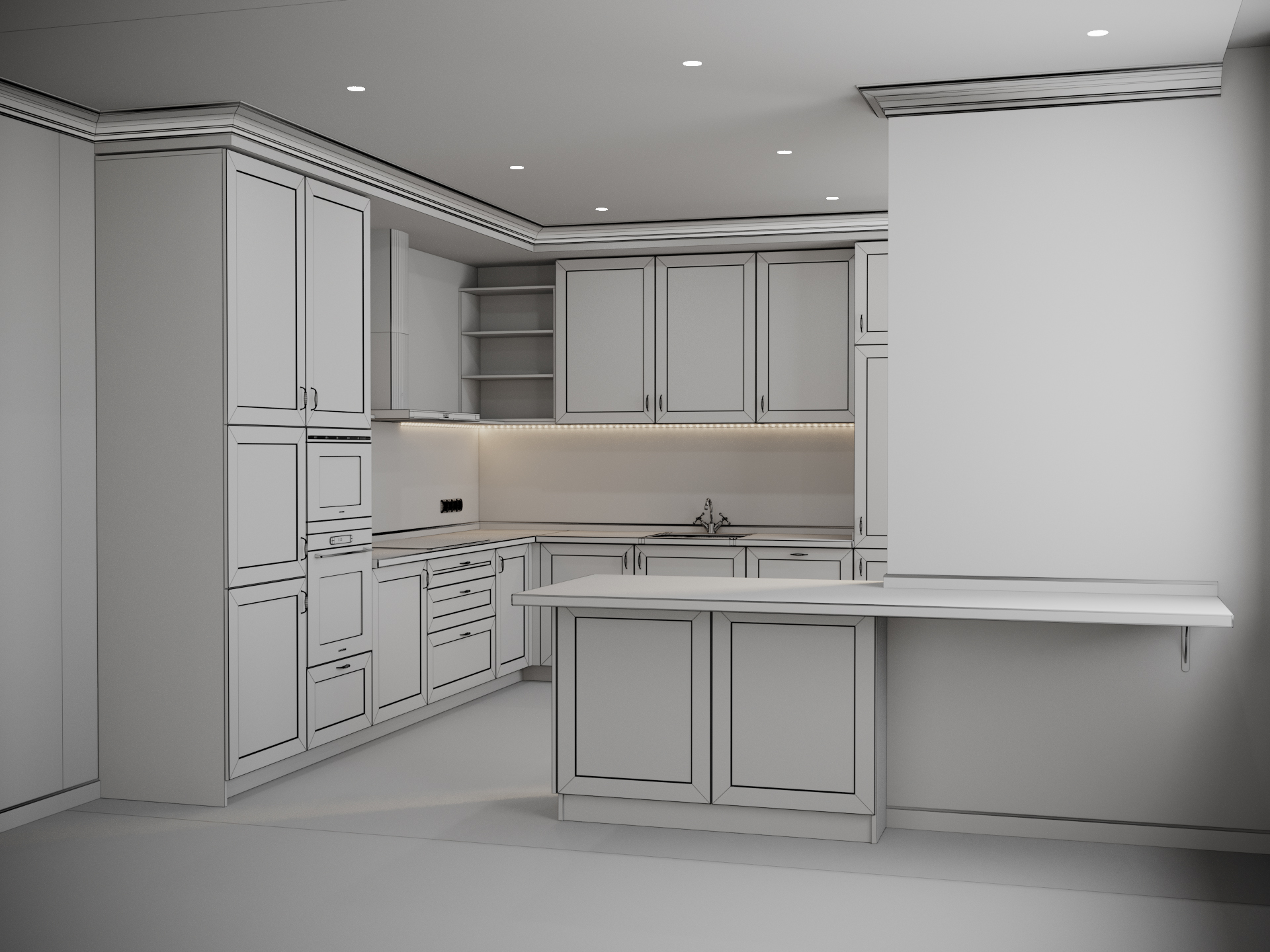 Cucina in 3d max corona render immagine