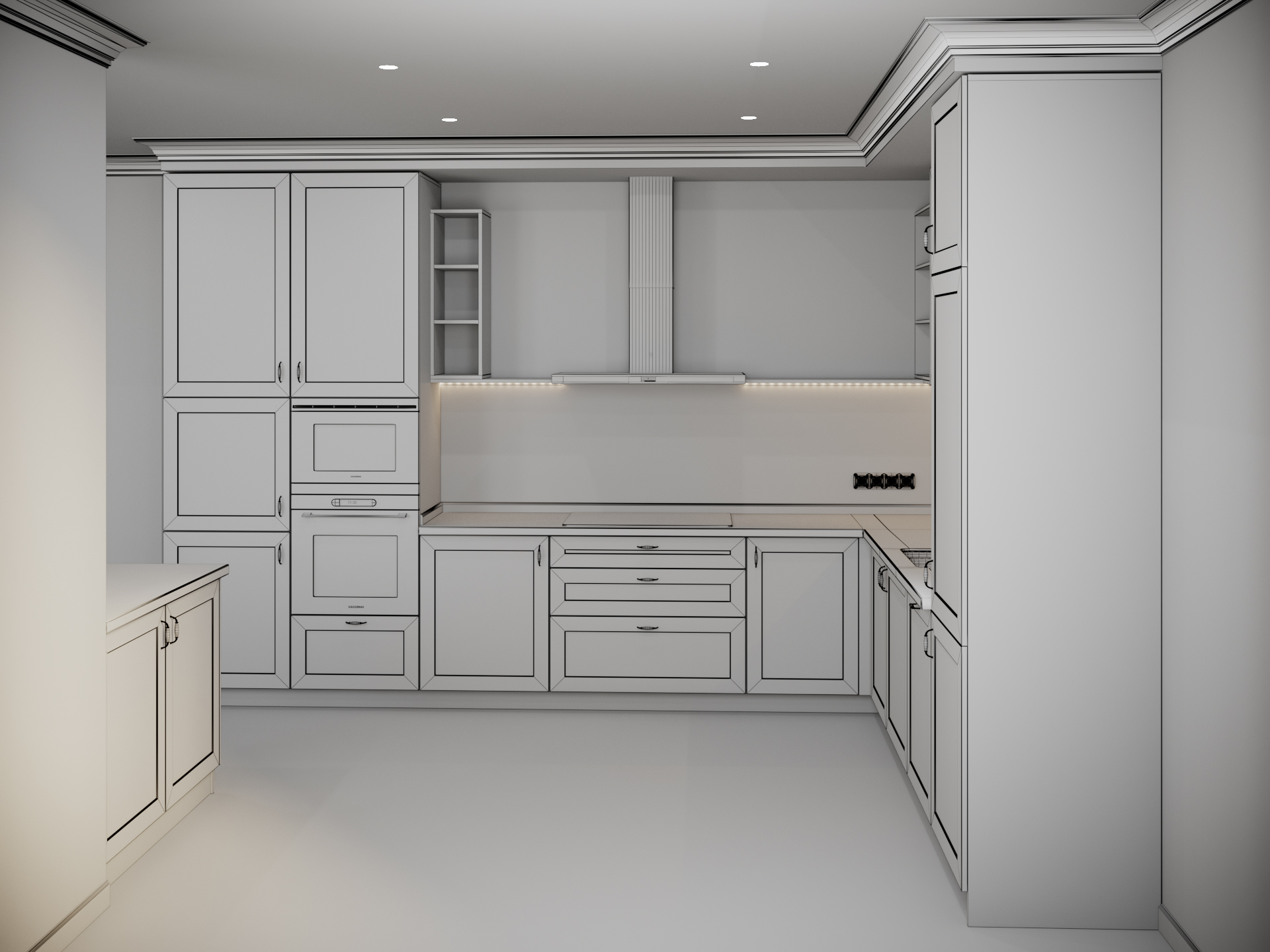 Cucina in 3d max corona render immagine