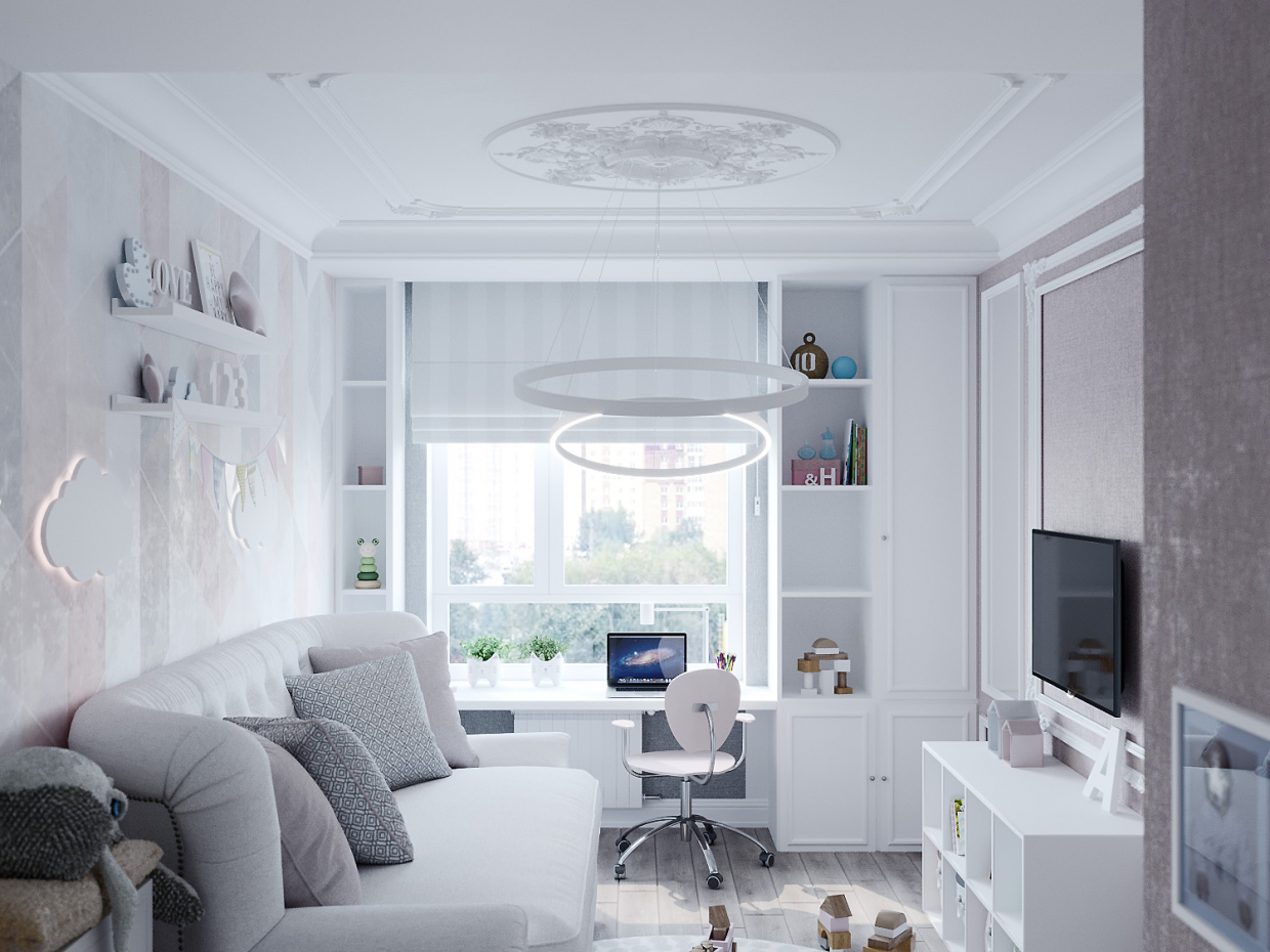 Küçük bir kız için çocuk odası in 3d max corona render resim