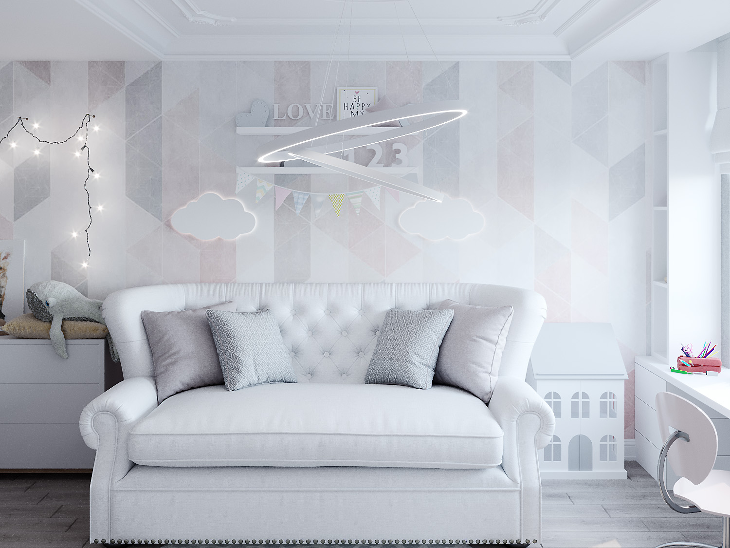 Chambre d'enfant pour une petite fille dans 3d max corona render image