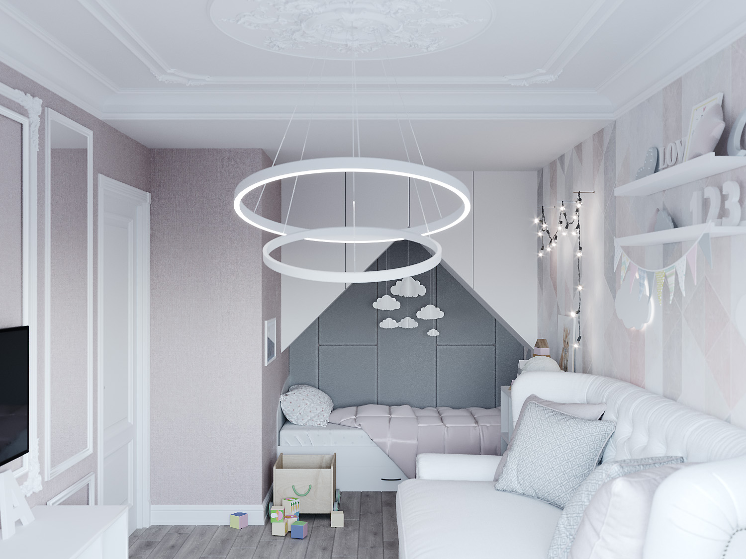 imagen de Habitación infantil para una niña. en 3d max corona render