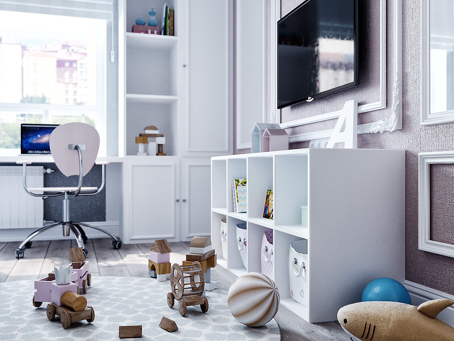 imagen de Habitación infantil para una niña. en 3d max corona render