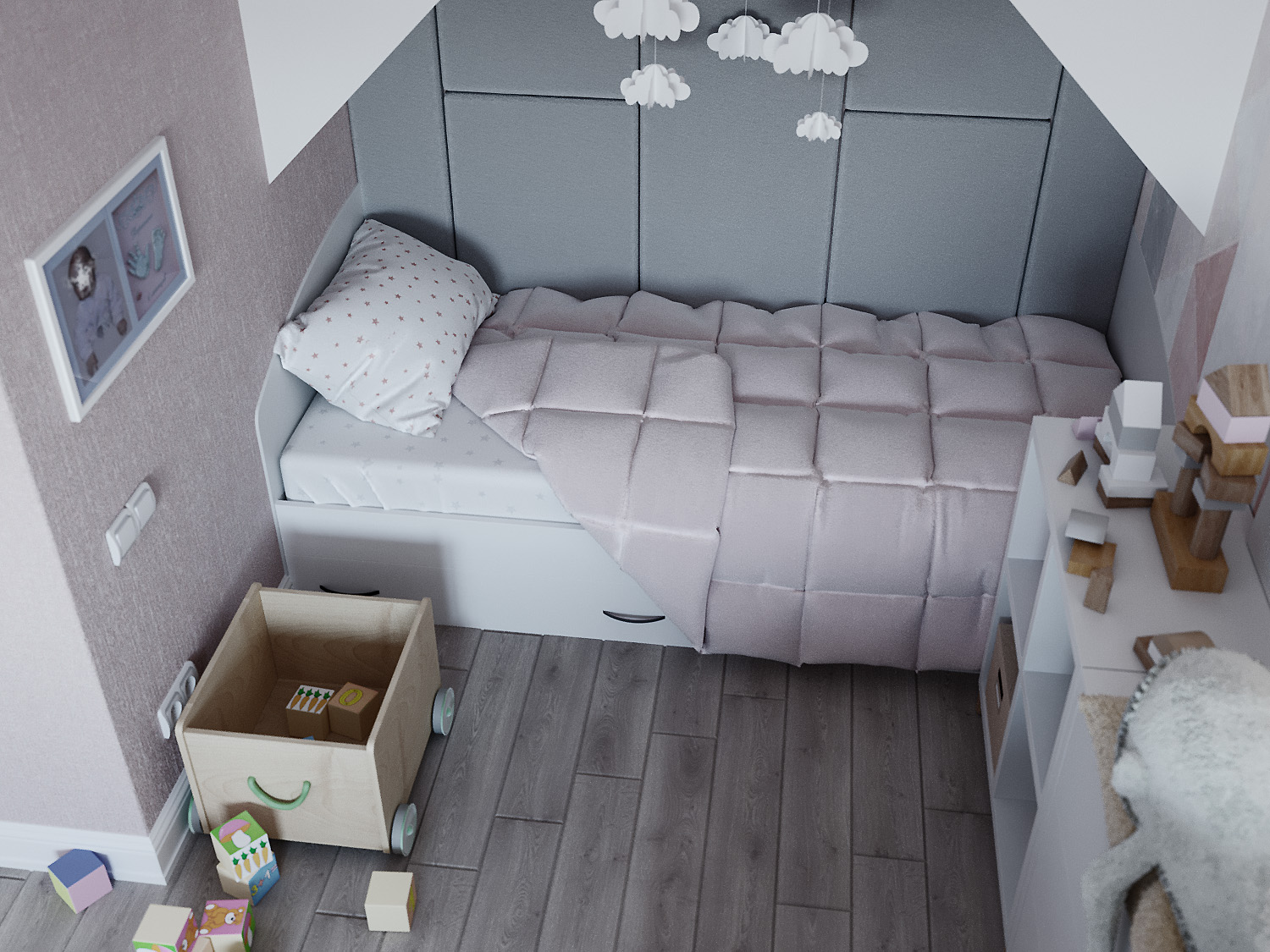 Chambre d'enfant pour une petite fille dans 3d max corona render image