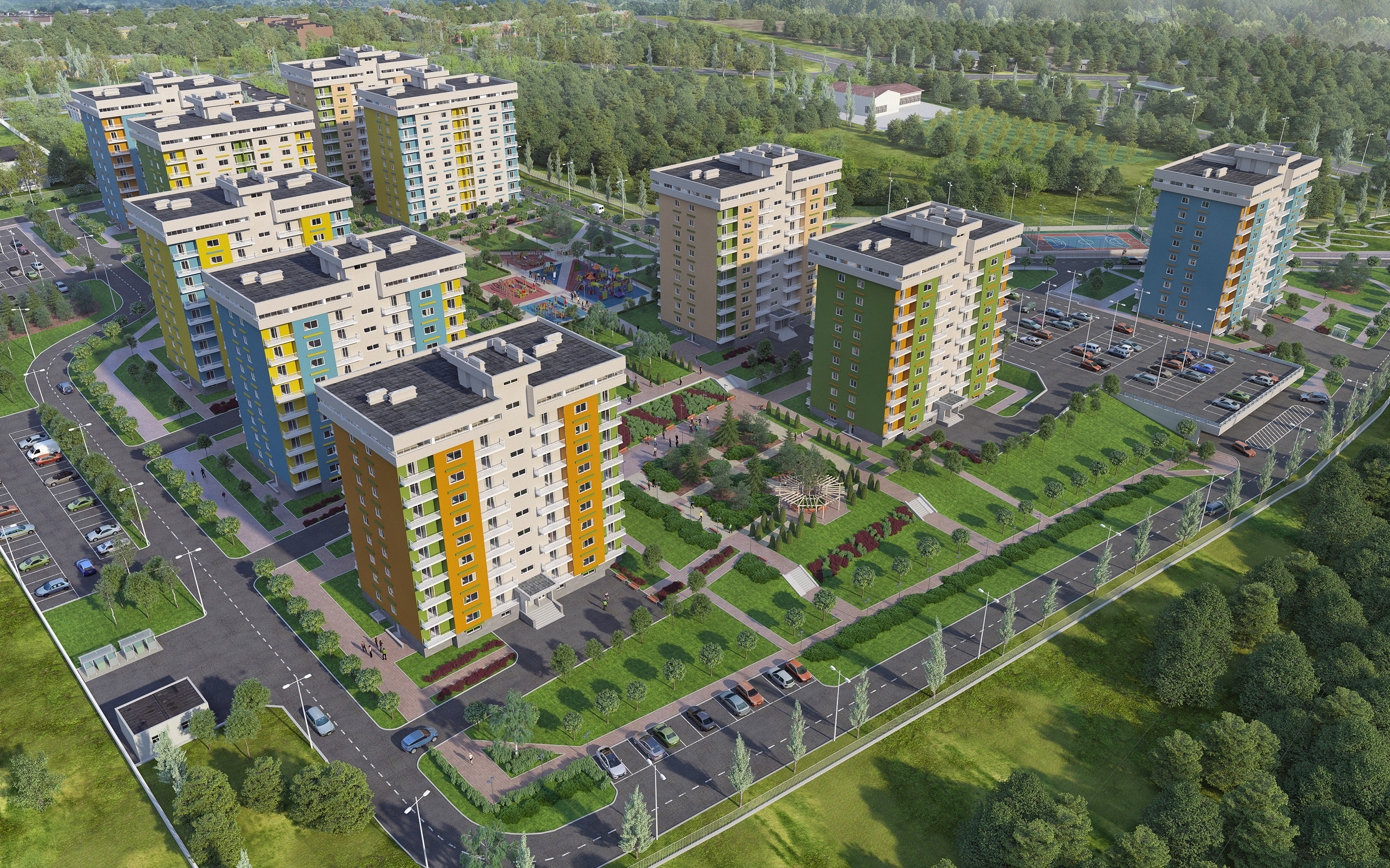 Residential complex "First quarter" in 3d max corona render image