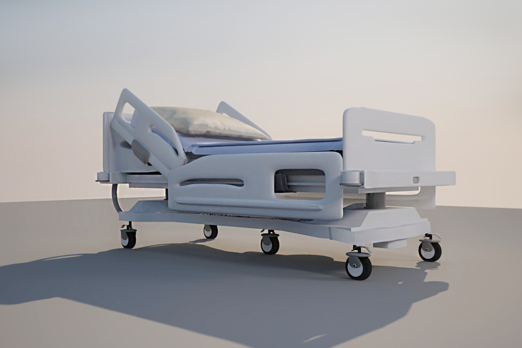 imagen de cama de hospital funcional en 3d max vray 3.0