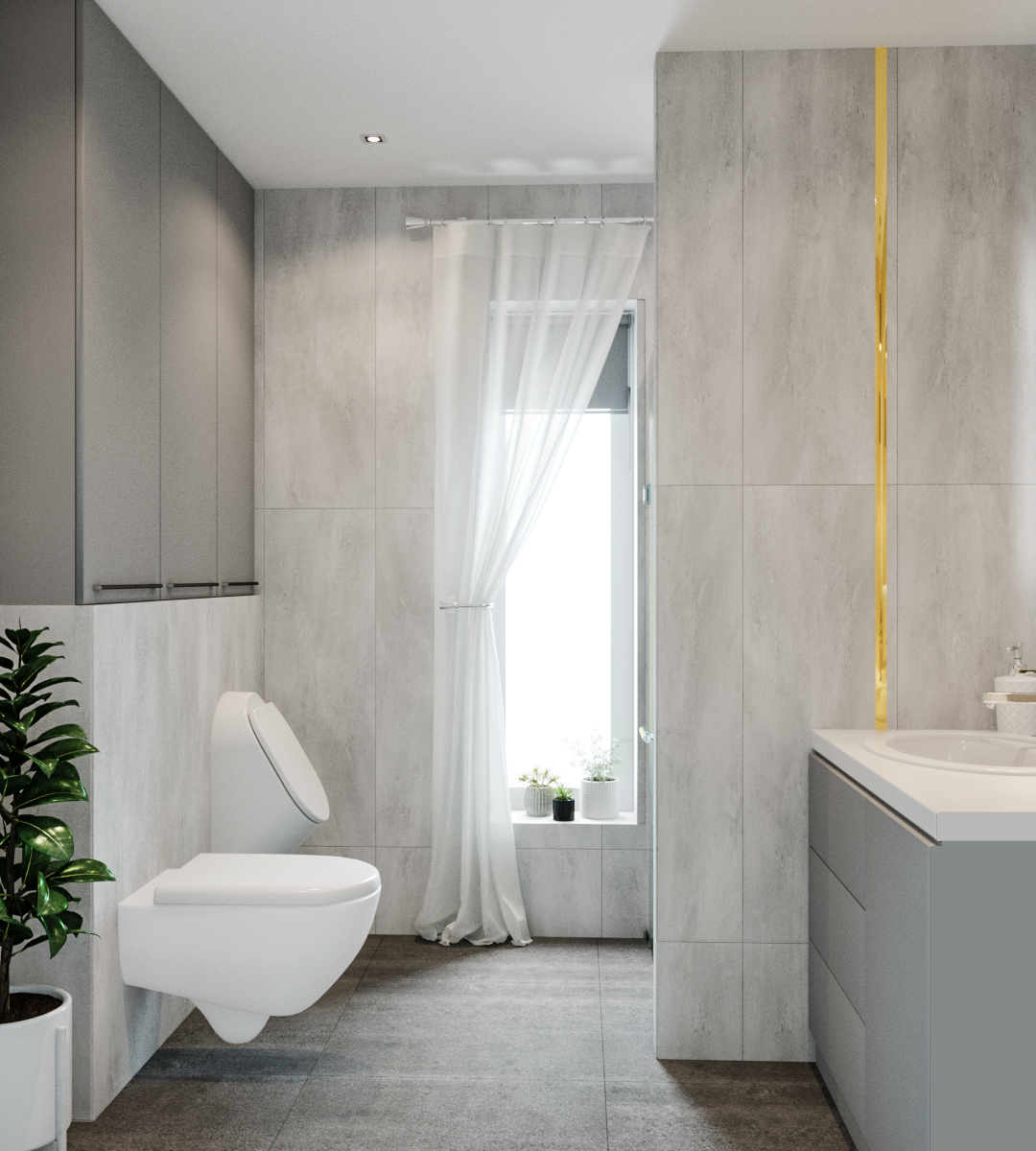 Bright bathroom in 3d max corona render image