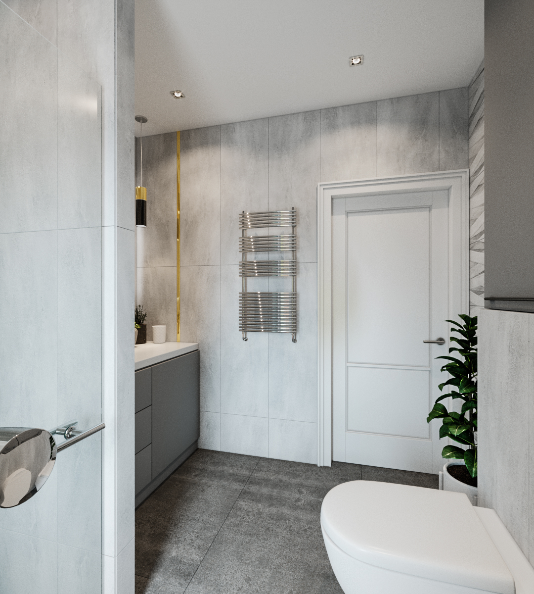 Bright bathroom in 3d max corona render image