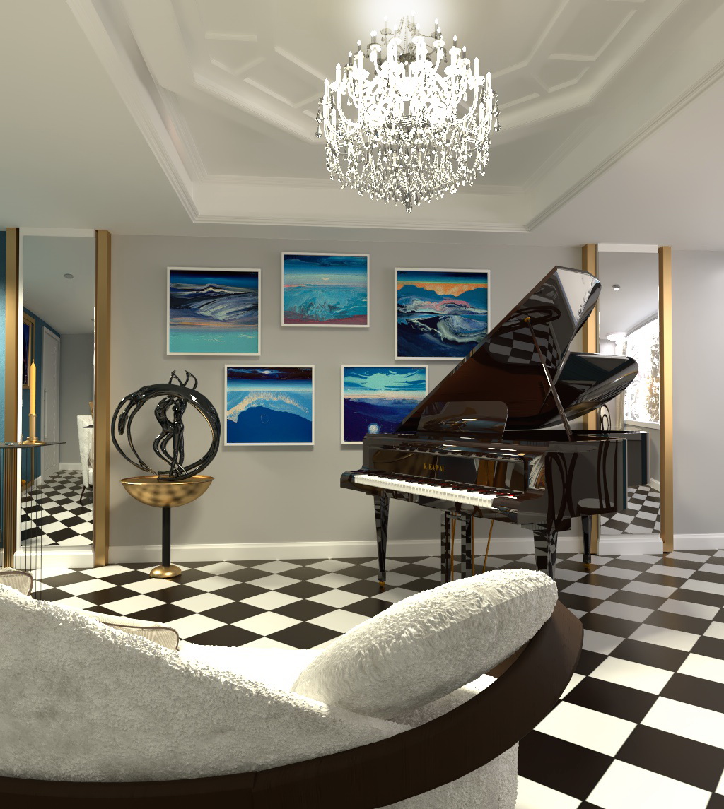 „Mademoiselle, Hund Band und Saraband“ in Cinema 4d corona render Bild