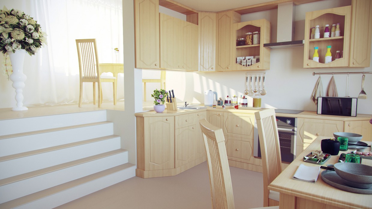 Kitchen in 3d max corona render image