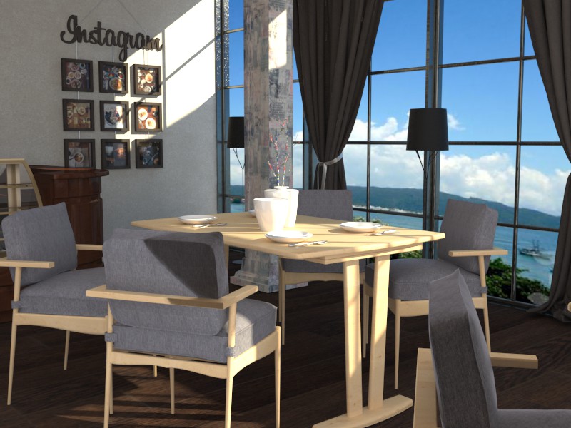 Cafe in 3d max vray image