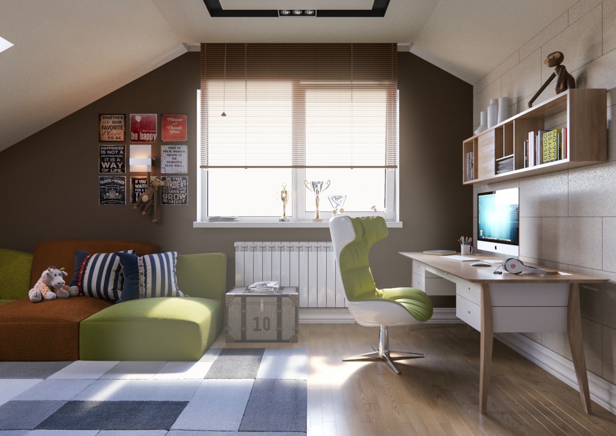 Kid's bedroom in 3d max corona render image