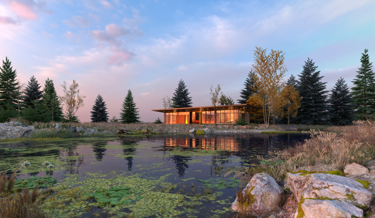 Casa sul lago in 3d max vray 3.0 immagine