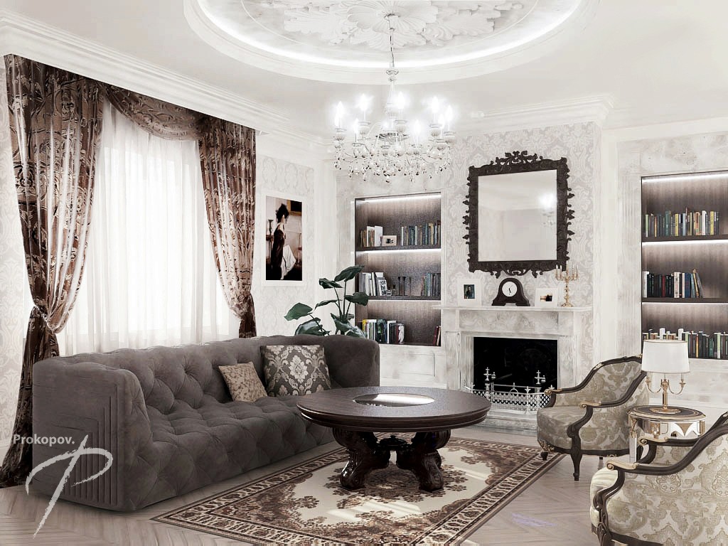 Living room in classic style in 3d max vray 3.0 image