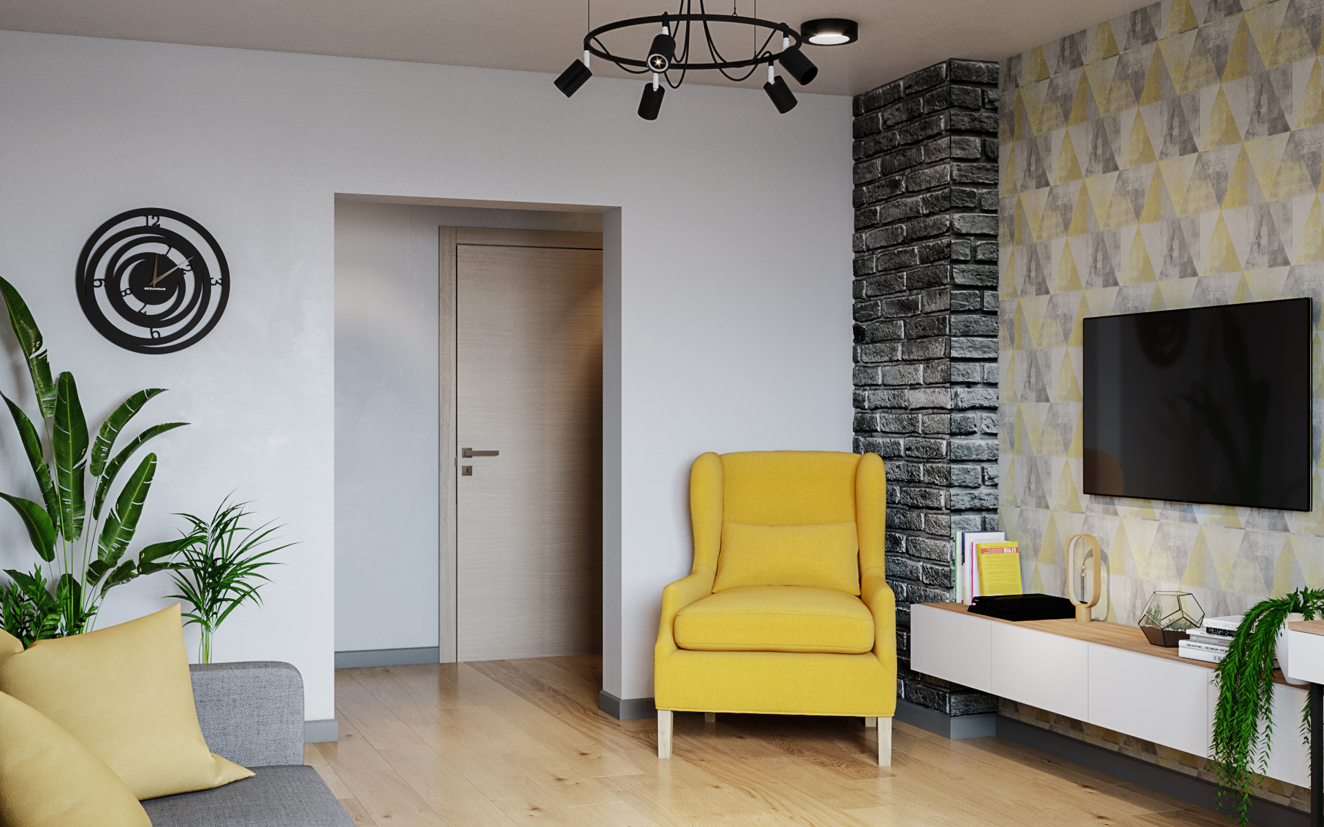 Kitchen hallway in 3d max corona render image