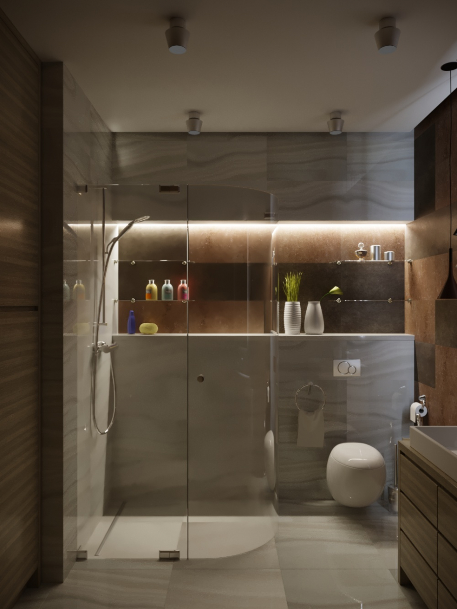 Shower and dressing room in 3d max corona render image