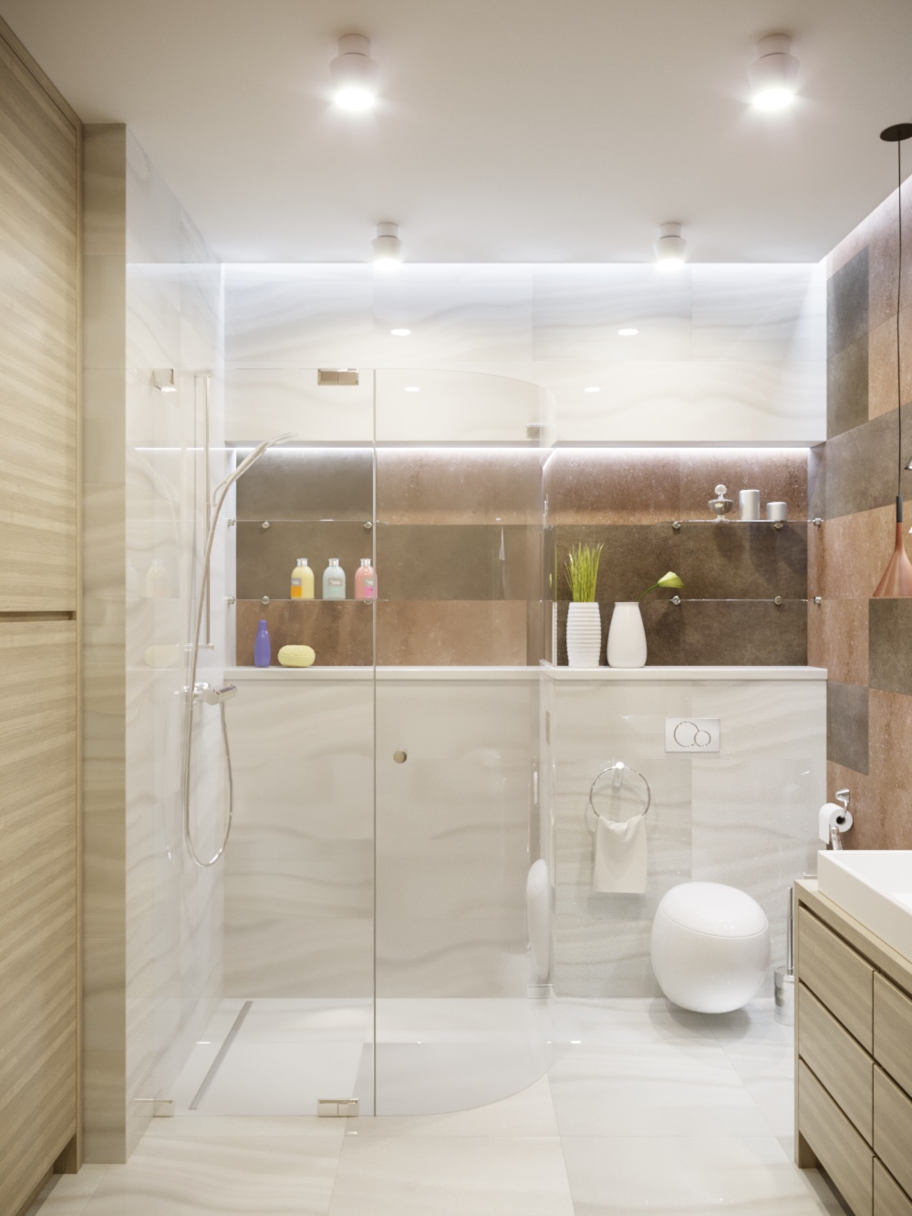 Shower and dressing room in 3d max corona render image