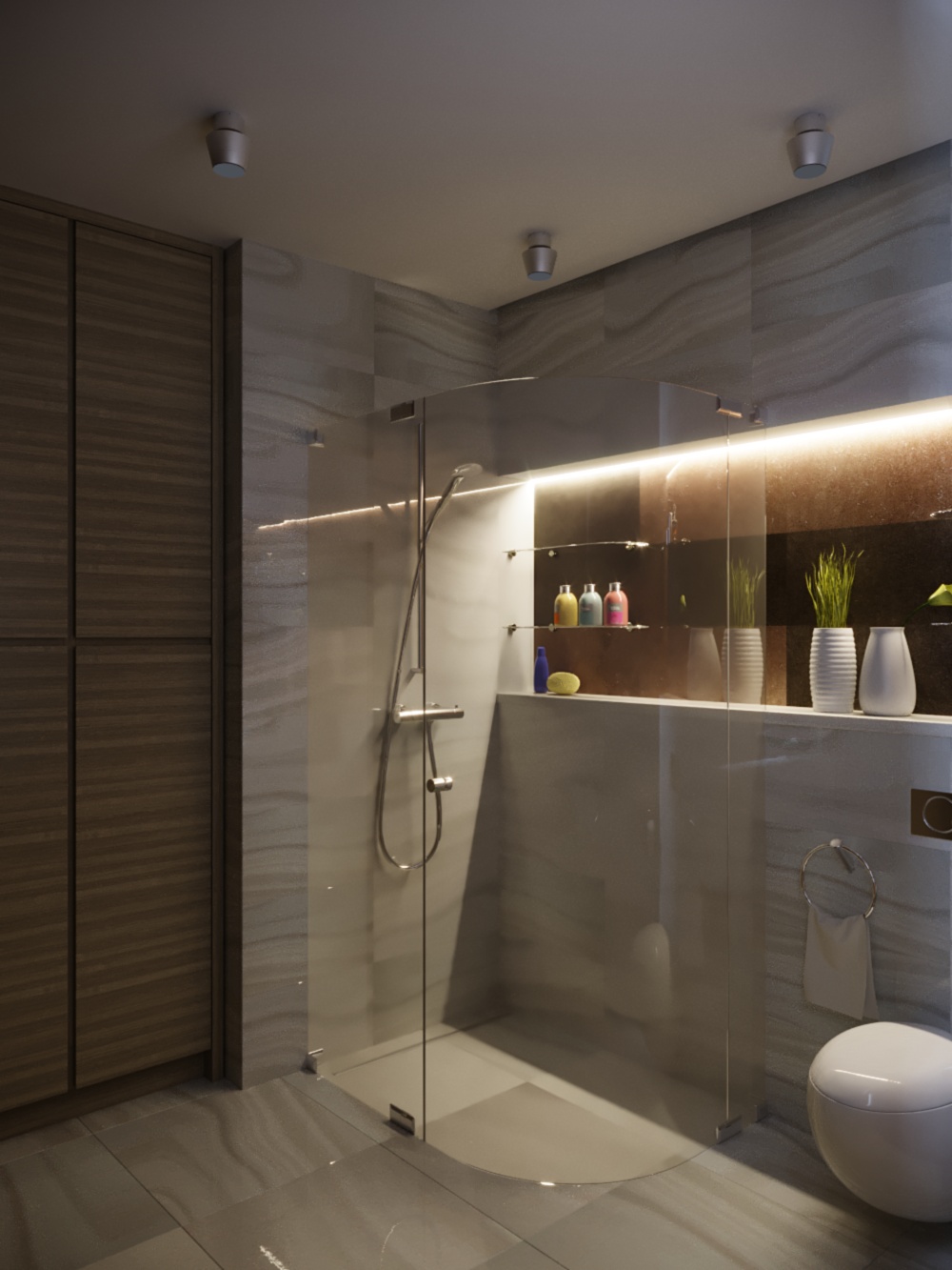 Shower and dressing room in 3d max corona render image