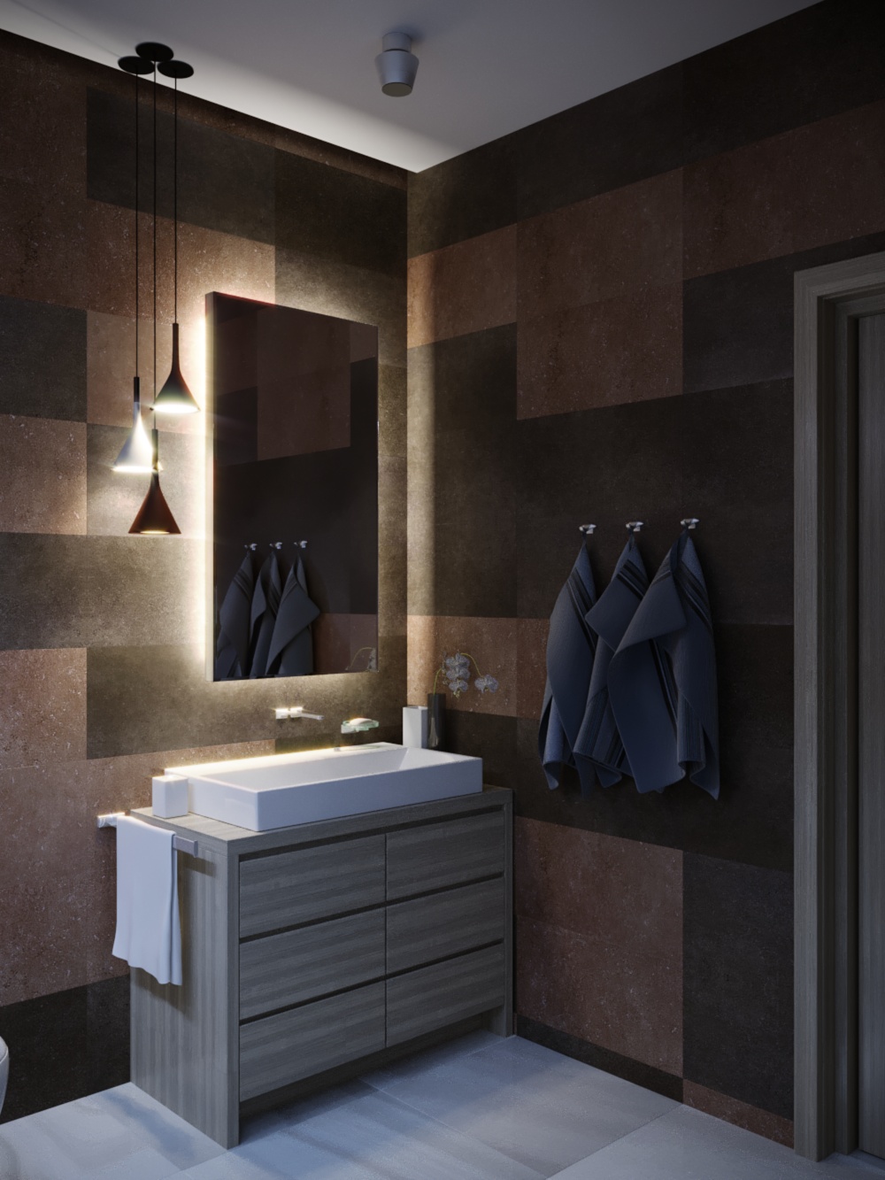 Shower and dressing room in 3d max corona render image