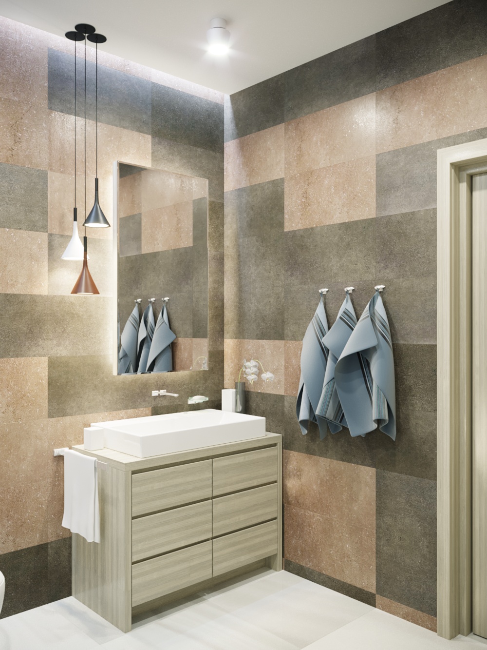 Shower and dressing room in 3d max corona render image