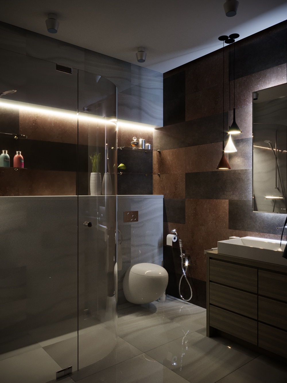 Shower and dressing room in 3d max corona render image