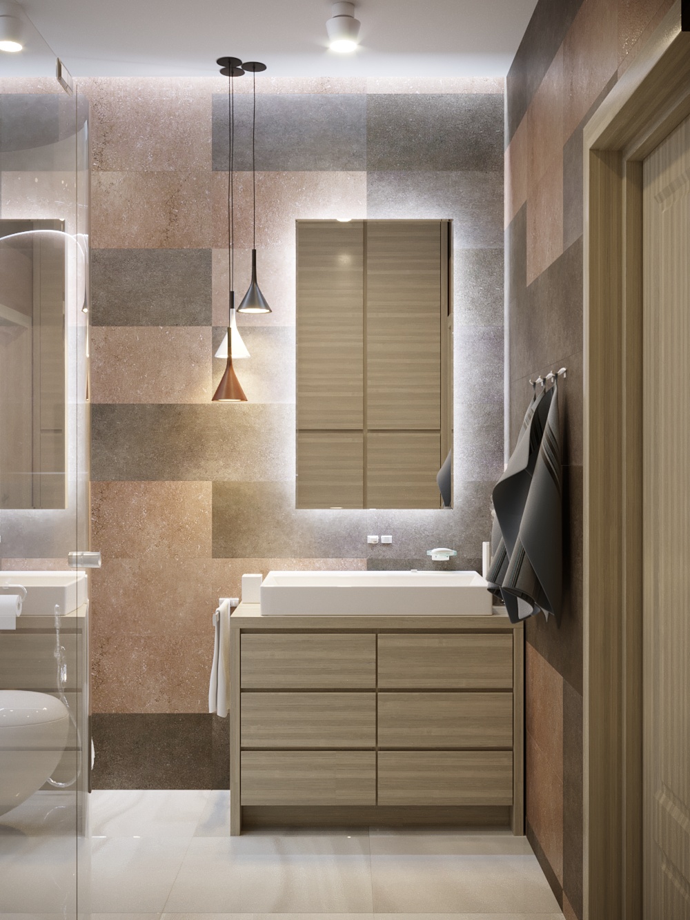 Shower and dressing room in 3d max corona render image