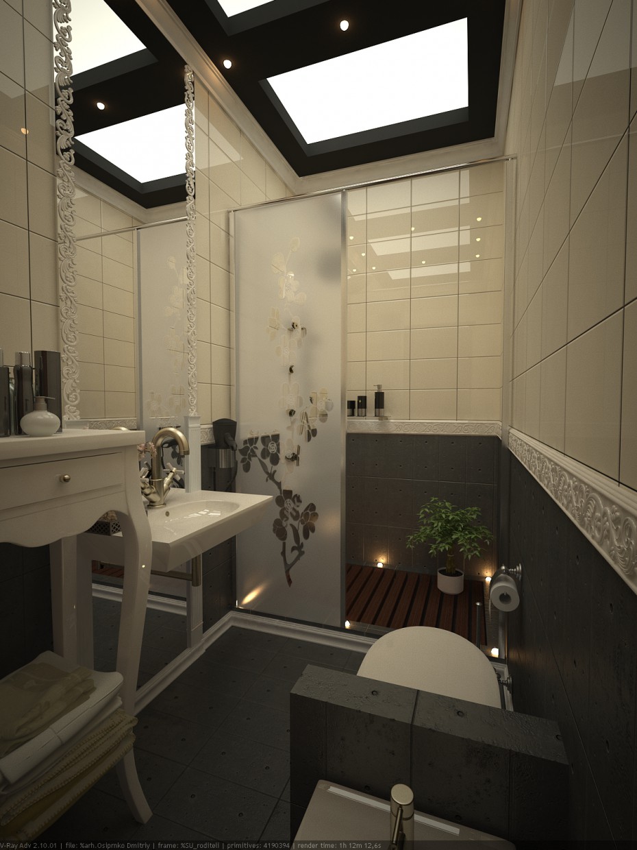 Bagno accanto alla camera da letto in 3d max vray immagine