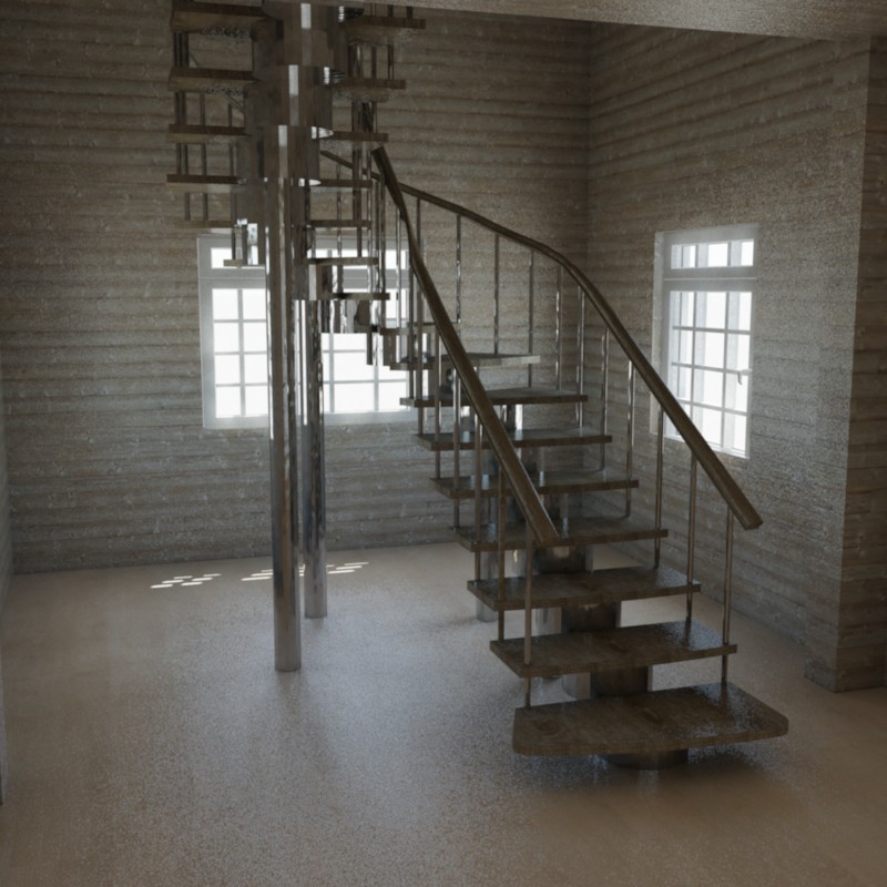 Stairs in a country house in 3d max mental ray image