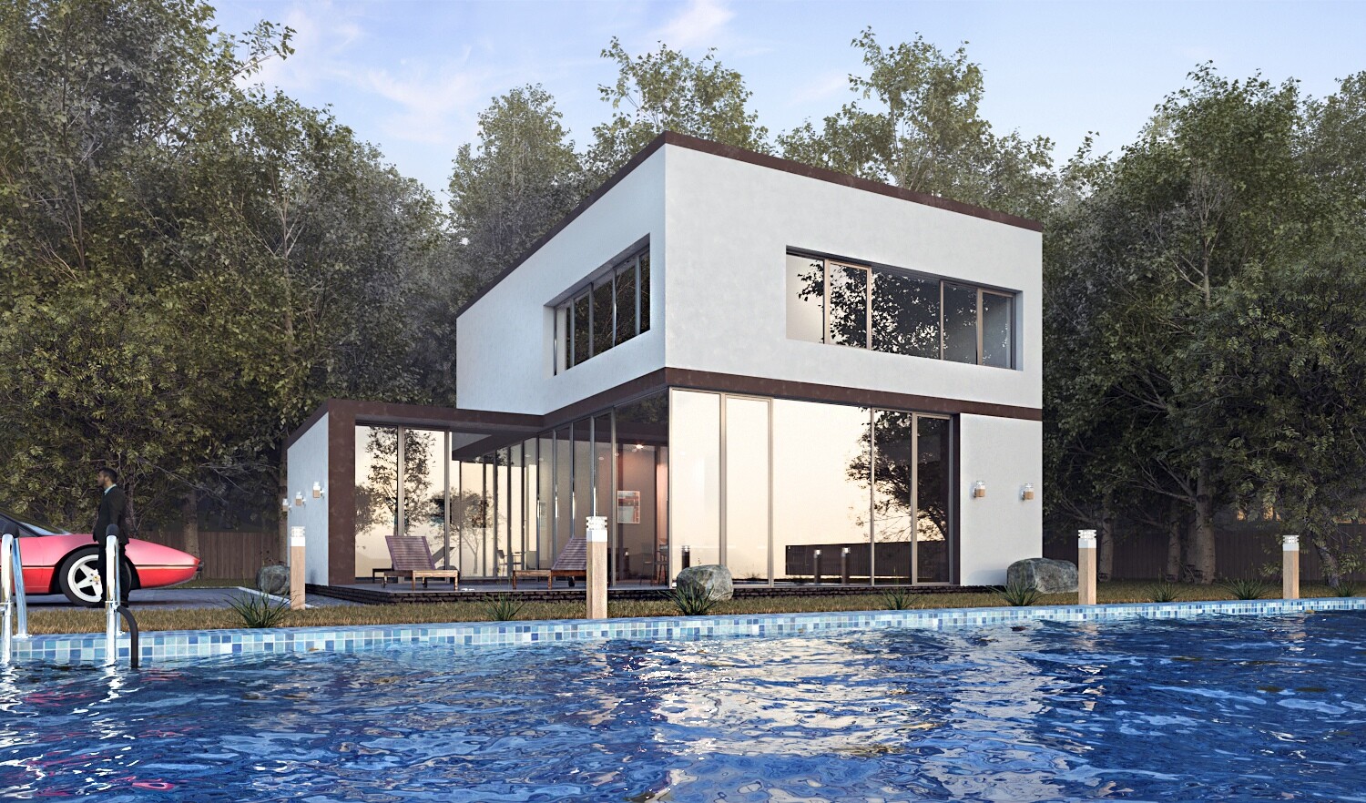 Hi-tech home visualization in 3d max corona render image