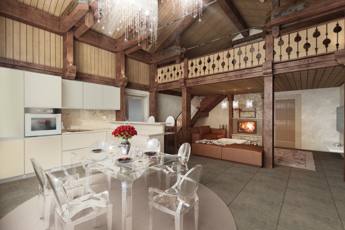 Glamour de style chalet de vacances dans 3d max vray image