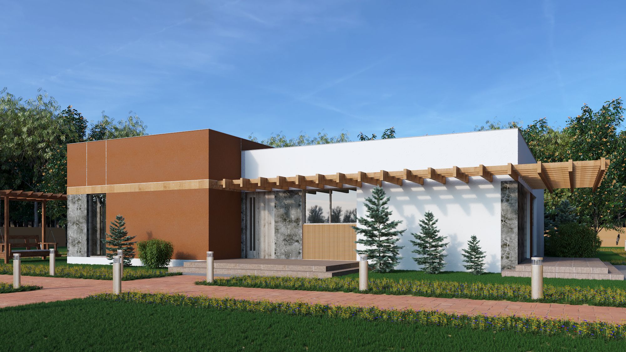 Kır evi görselleştirme. in 3d max corona render resim