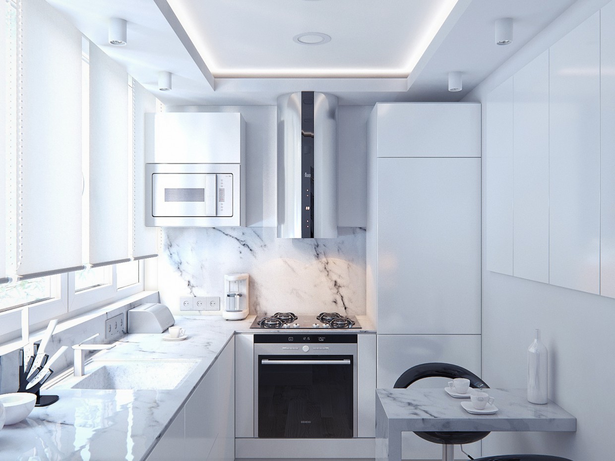 imagen de Pequeña cocina para una familia joven en 3d max corona render