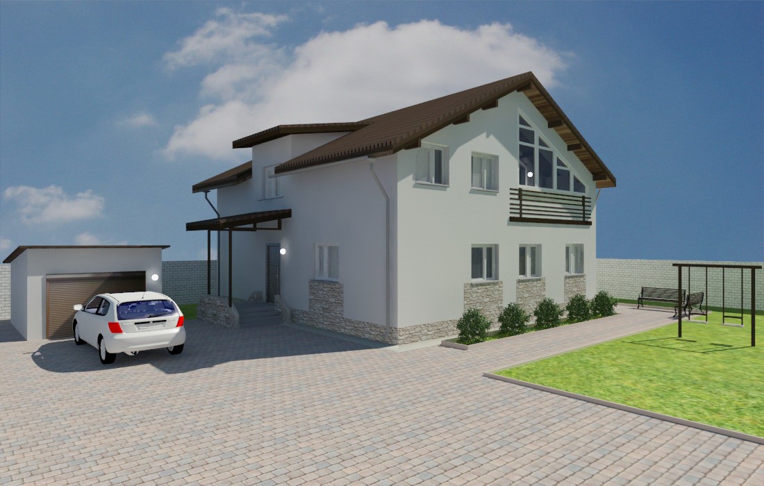 Kır evi in 3d max vray resim