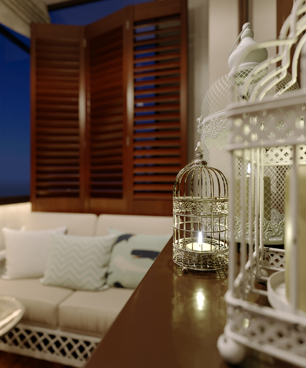 Balcony interior design in 3d max corona render image