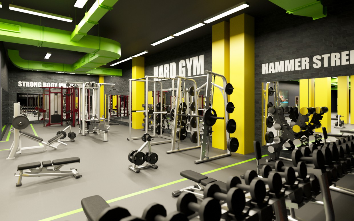 Fitness club в Cinema 4d corona render изображение