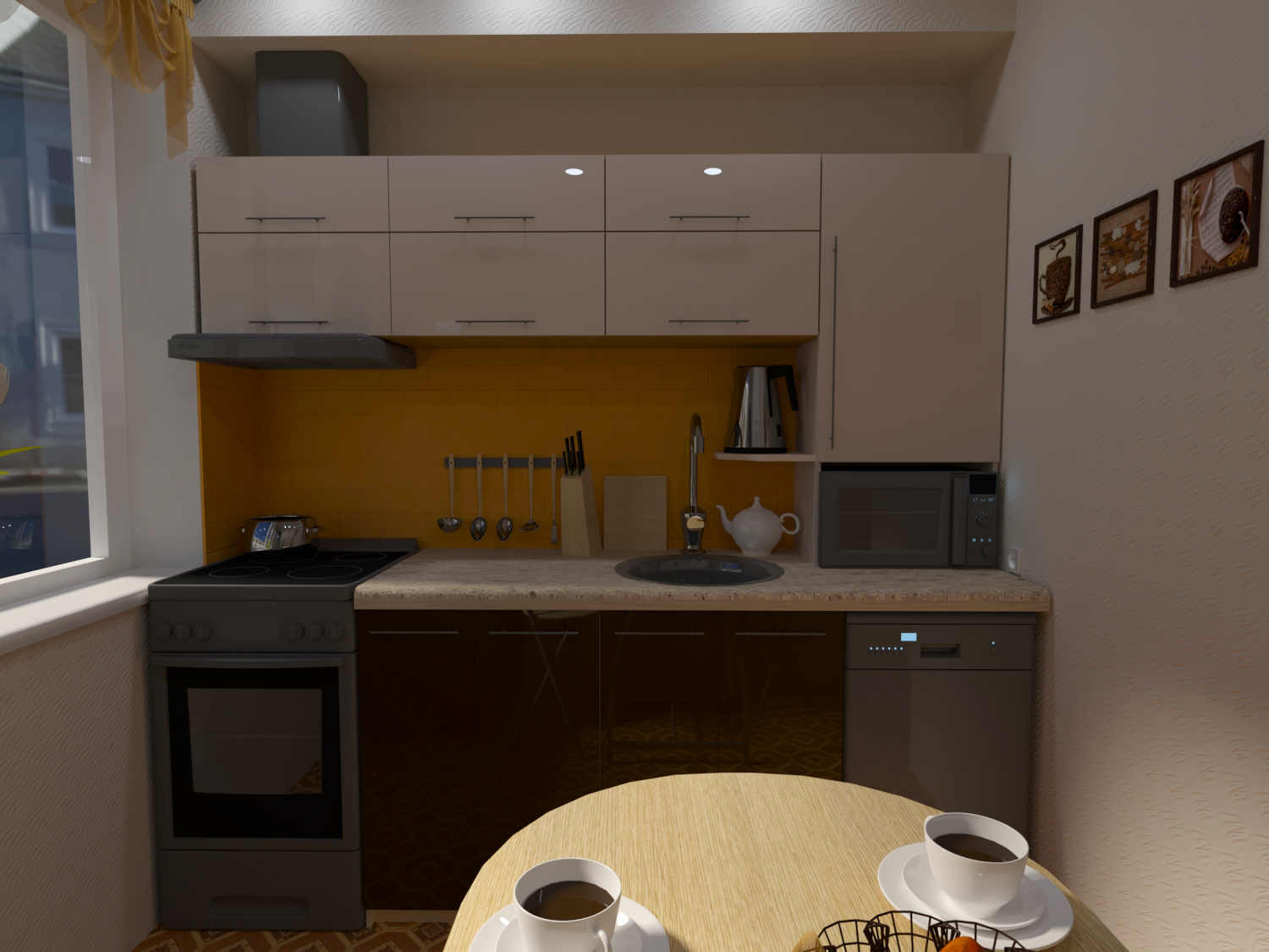 imagen de Cocina cinco plazas en 3d max corona render