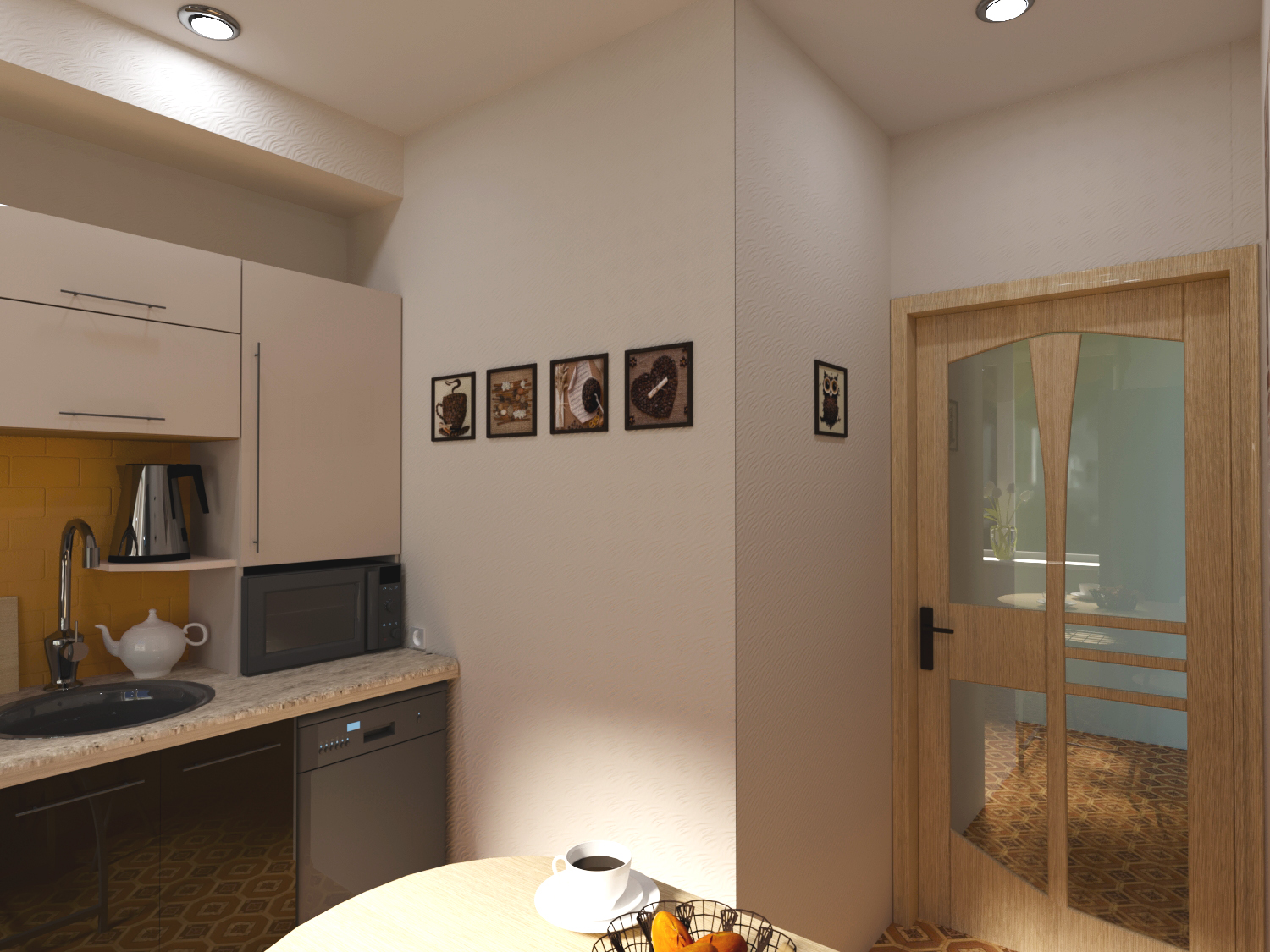 Cuisine cinq places dans 3d max corona render image