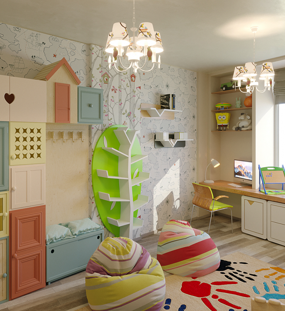 imagen de Habitacion para niños en 3d max corona render