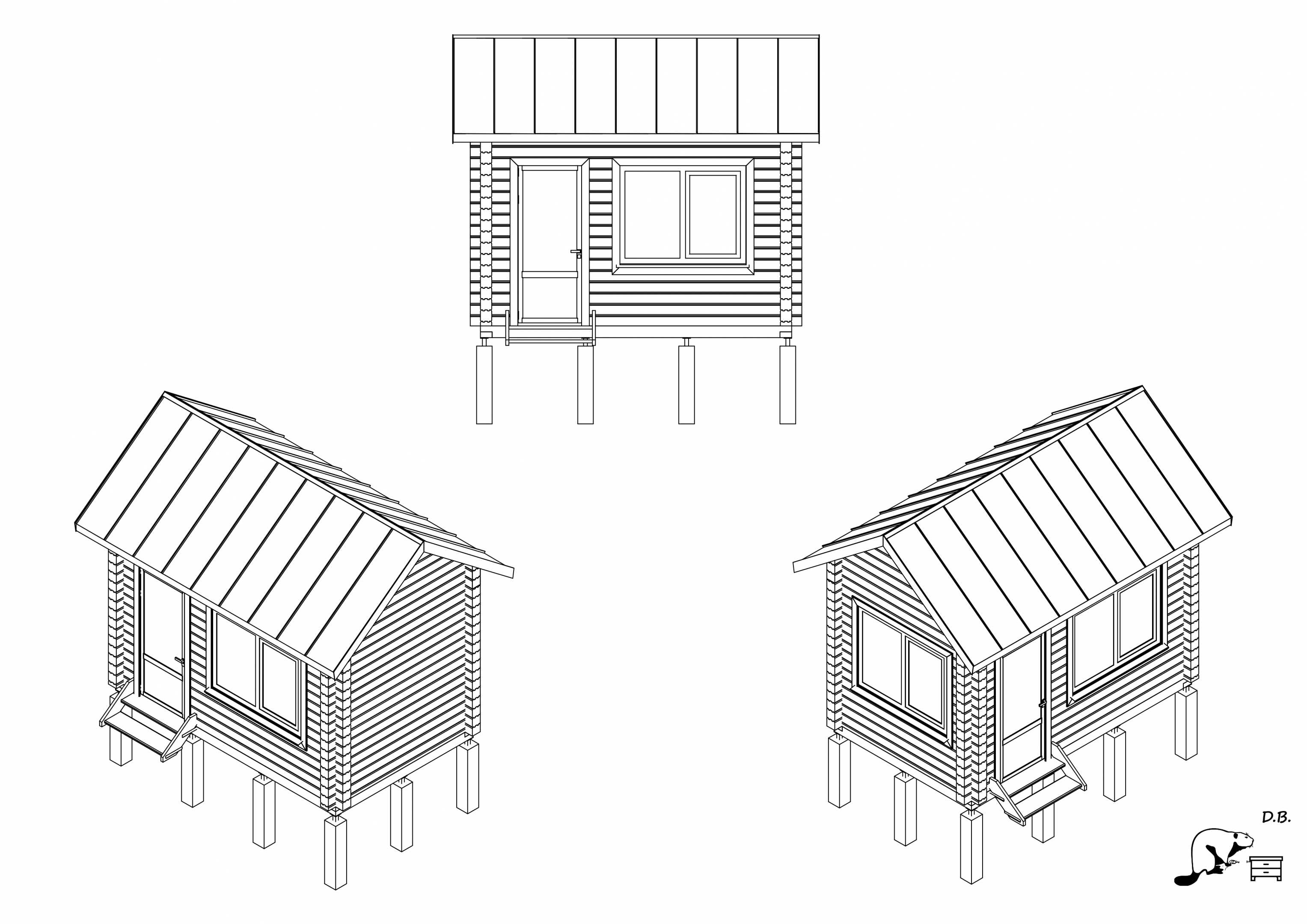 Будиночок у садовому центрі h3,9х4x2,5 m в 3d max corona render зображення