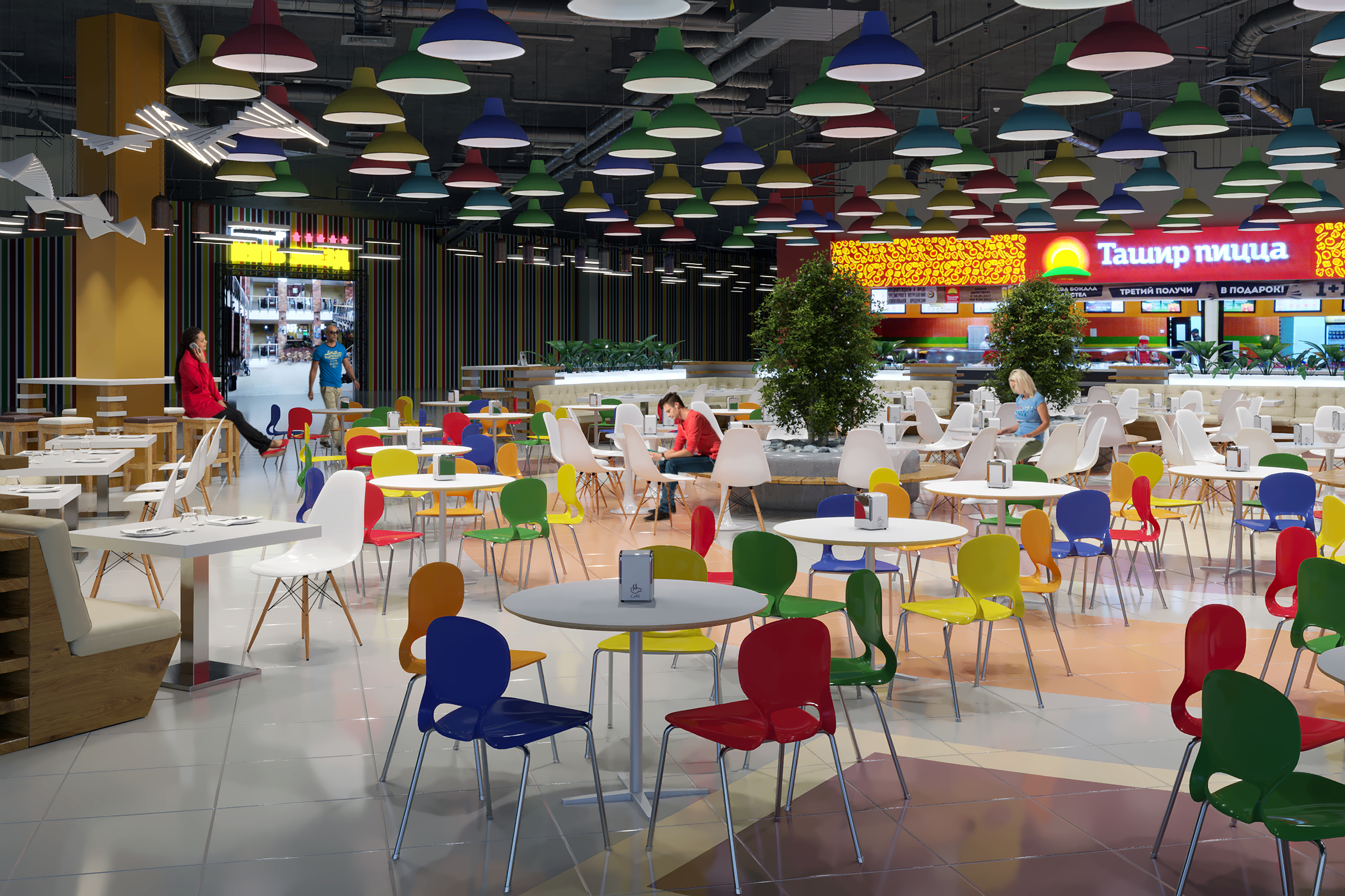 Foodcourt nel centro commerciale "Kollaz" in 3d max corona render immagine