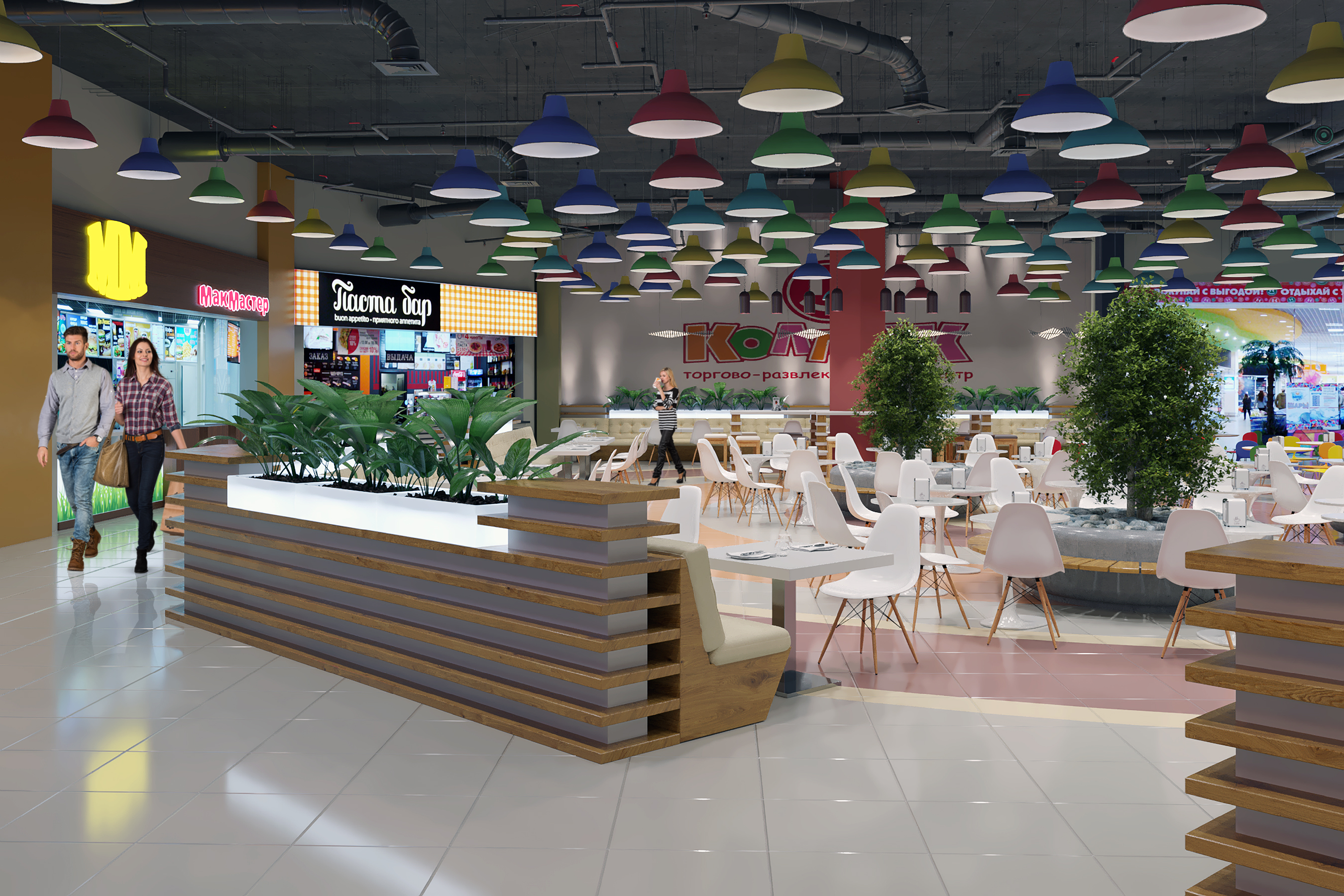 Foodcourt au centre commercial "Kollaz" dans 3d max corona render image